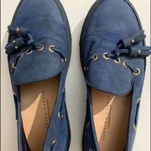 Fabrice Tardieu slip on moccasin shoes Italy 36 Blue Leather Handcrafted Woman